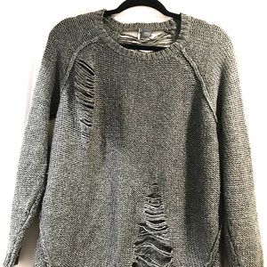 Sparkle & Fade Distressed Grey Sweater size Small